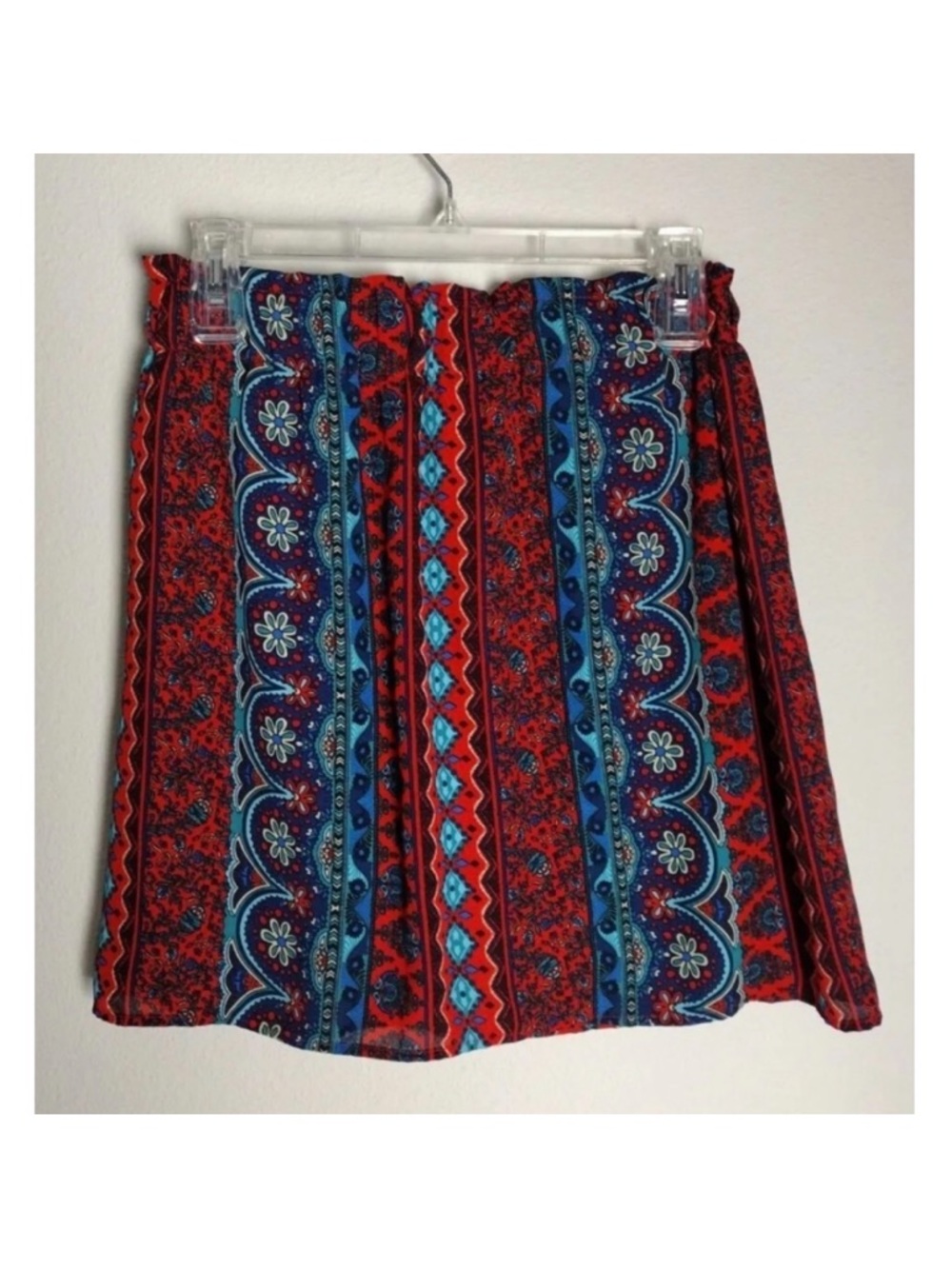 miami size medium Red & Blue Boho Stripe Skirt